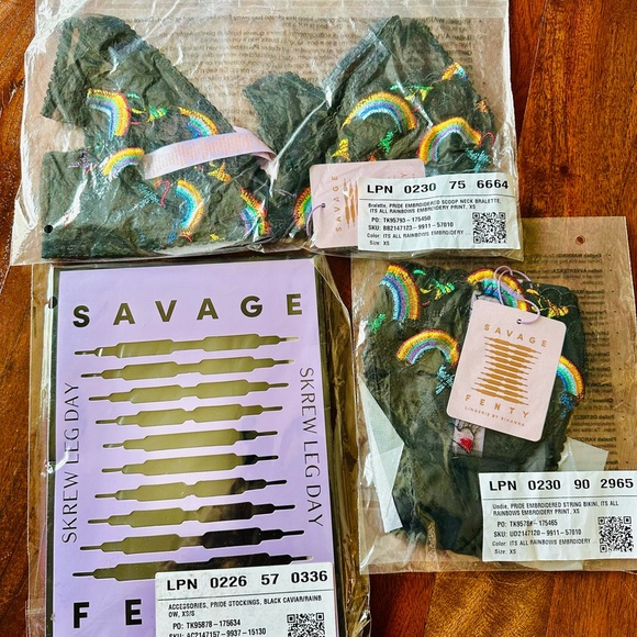 Savage X Fenty Pride Capsule Collection Bralette String Bikini & Thigh High Set - Picture 12 of 17